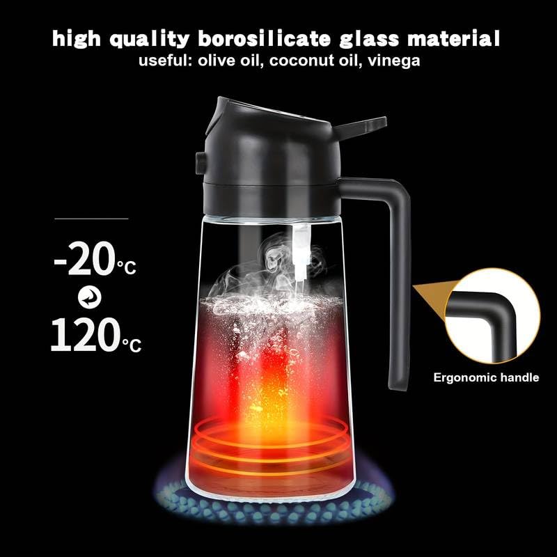2 in 1 Oil Dispenser Bottle with Spray & Pour Control