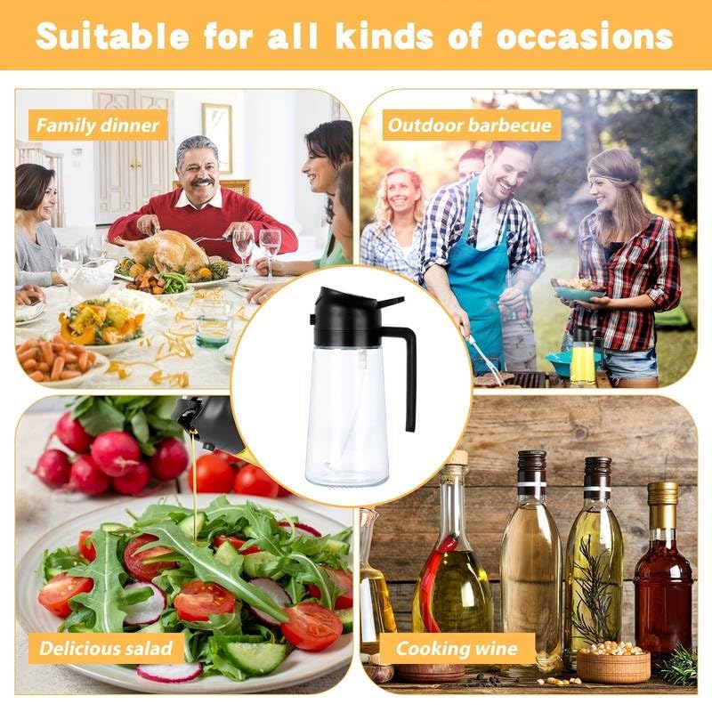 2 in 1 Oil Dispenser Bottle with Spray & Pour Control