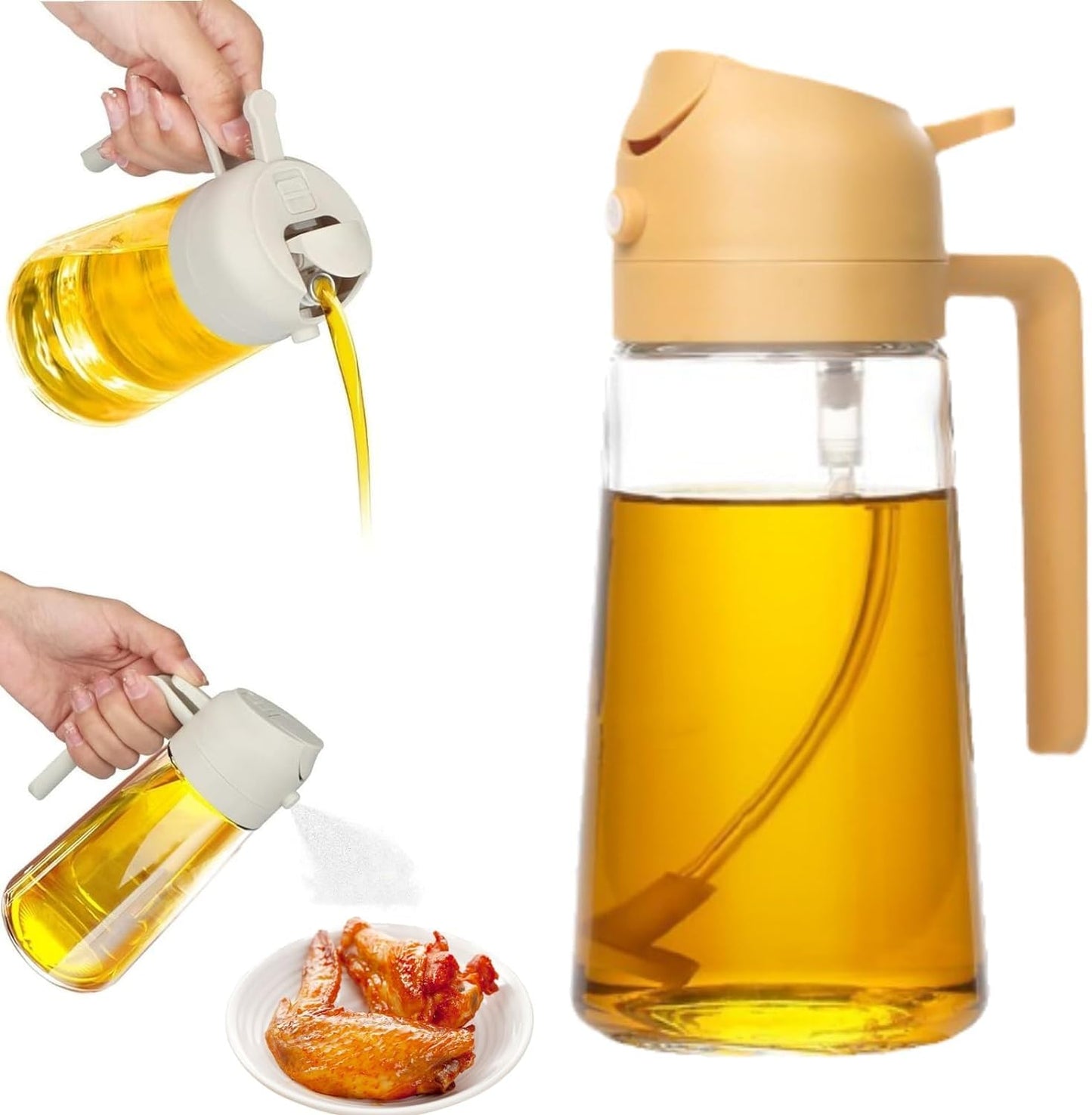 2 in 1 Oil Dispenser Bottle with Spray & Pour Control