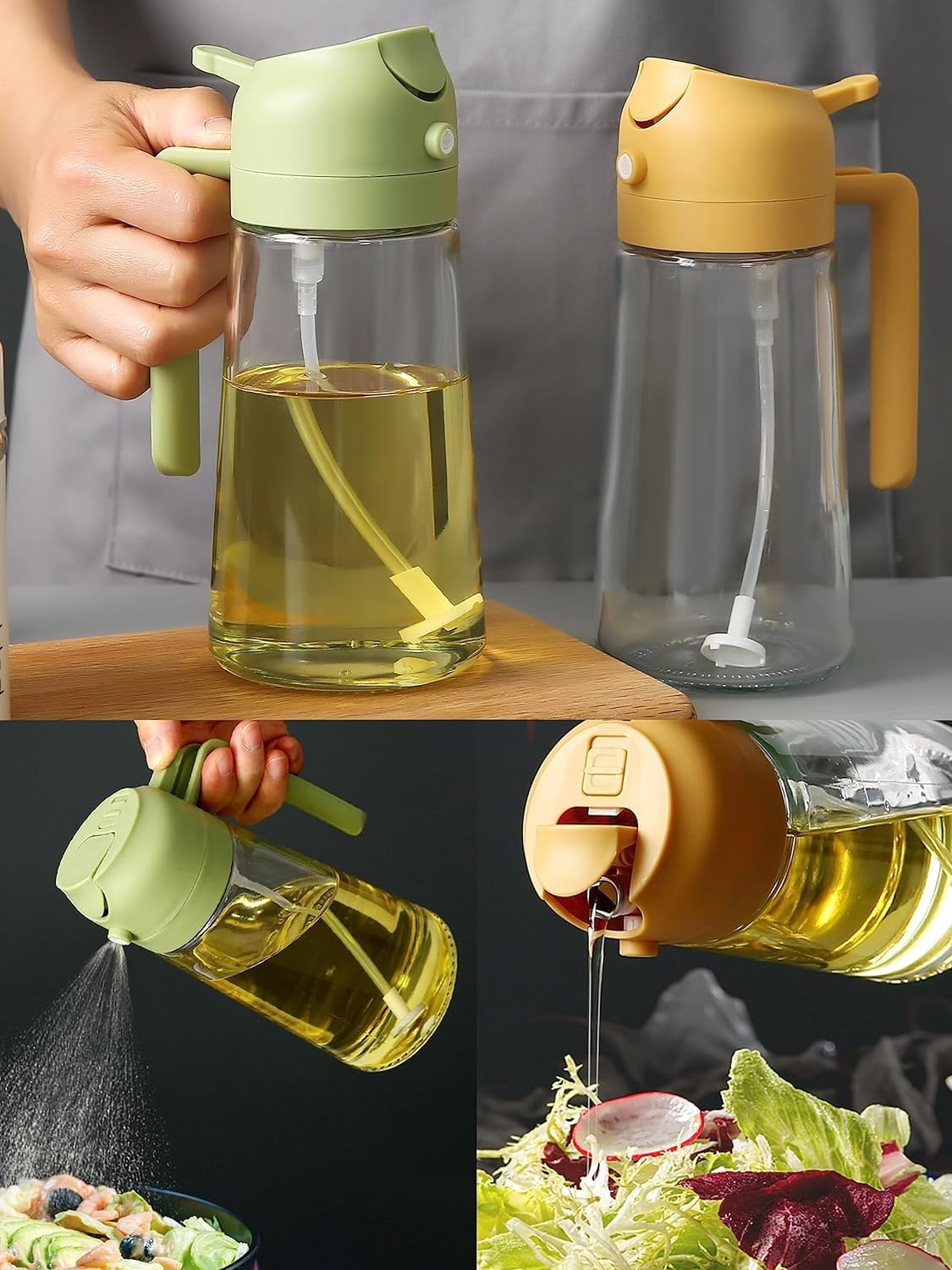 2 in 1 Oil Dispenser Bottle with Spray & Pour Control