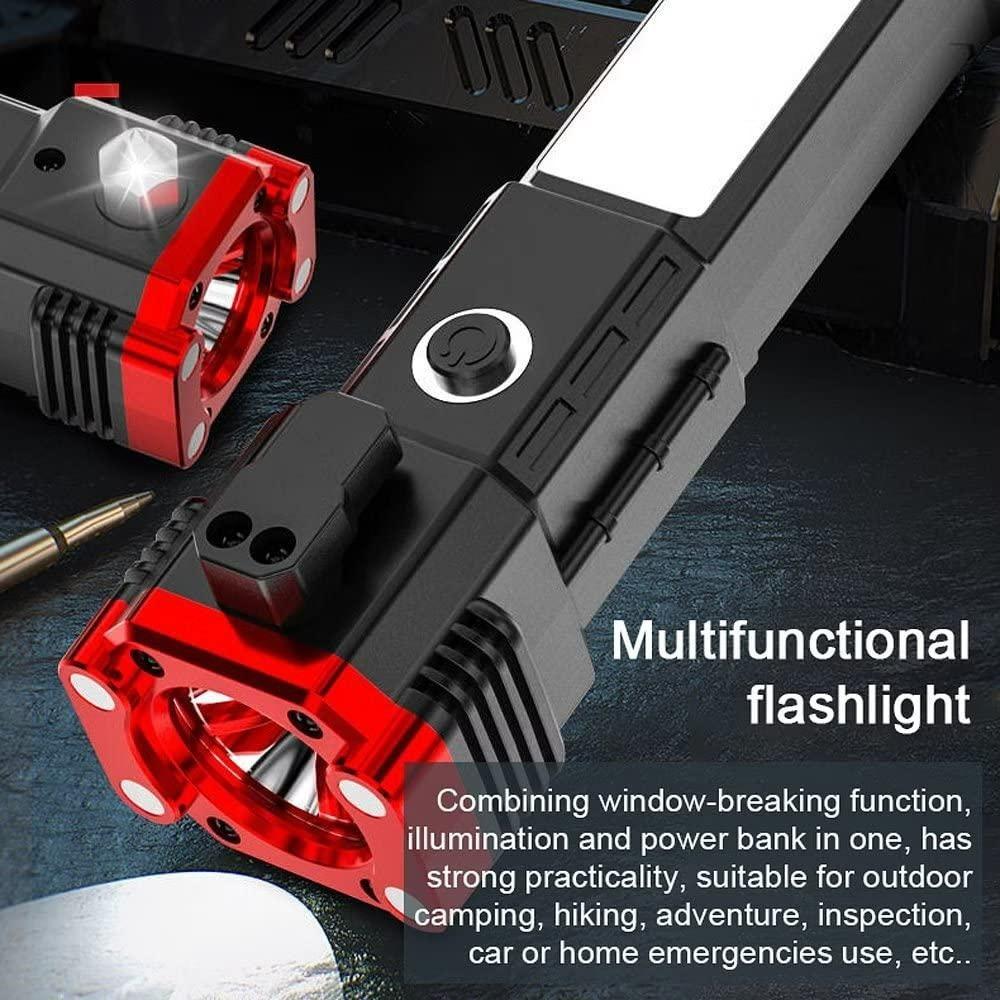 Portable LED Flashlight Multifunctional Work Light (Power Bank + Safety Hammer)