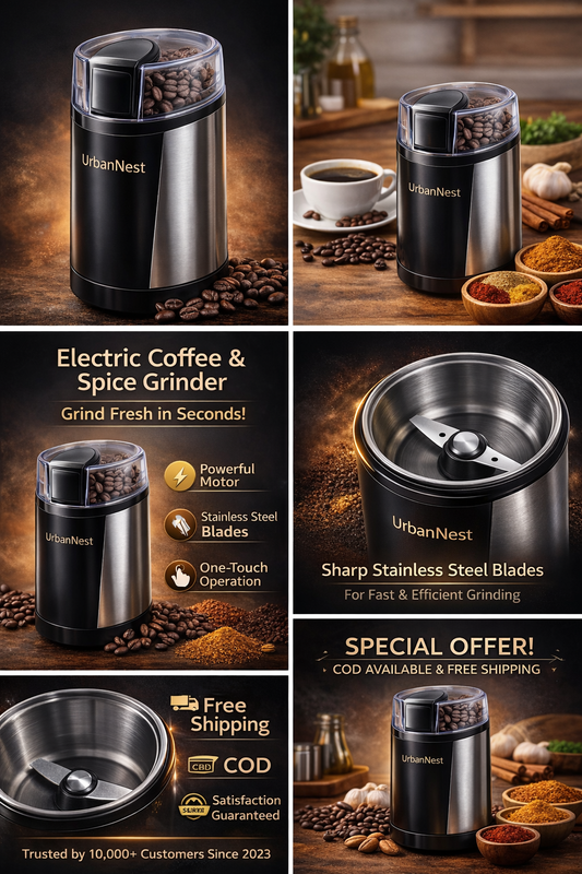 Electric Coffee & Spice Grinder – Powerful Stainless Steel Blades | One-Touch Operation (Random