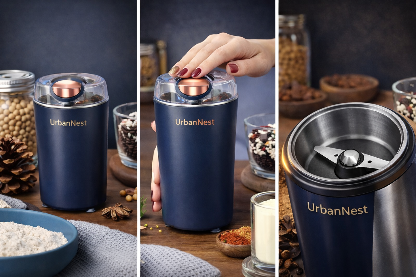 Electric Coffee & Spice Grinder – Powerful Stainless Steel Blades | One-Touch Operation (Random