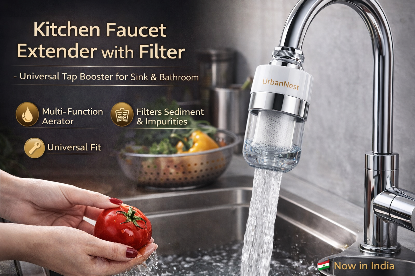 360° Flexible Kitchen Faucet Extender with Filter – Universal Tap Booster for Sink & Bathroom