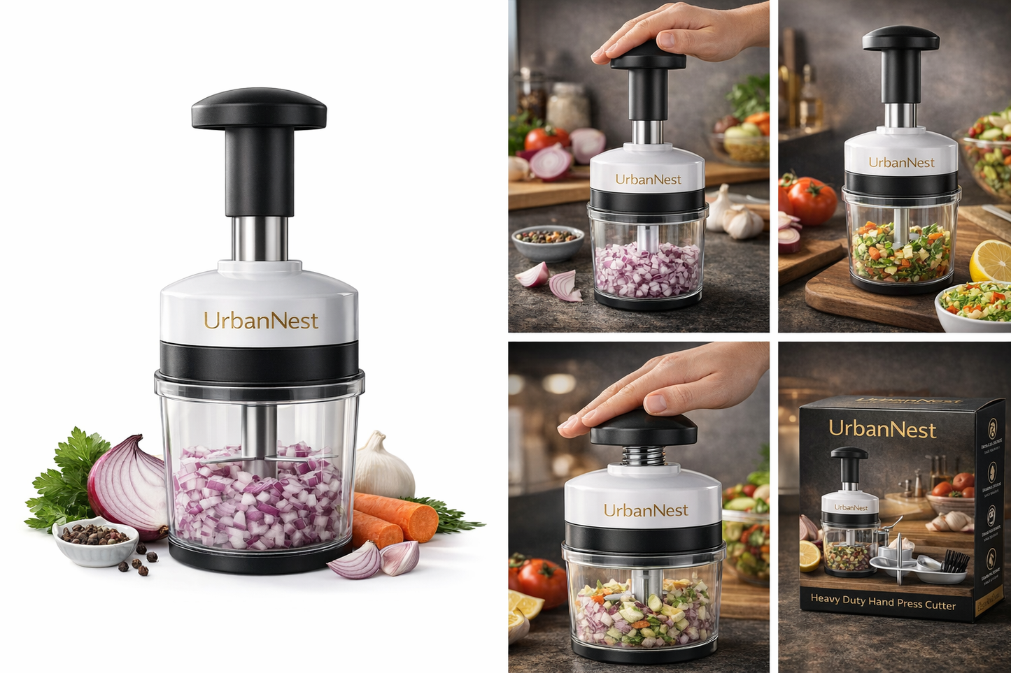 Manual Vegetable & Fruit Chopper – Heavy Duty Hand Press Cutter for Kitchen